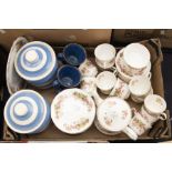 TG Green kitchen containers, along with Queens china tea wares, Denby wares, glass wares and other