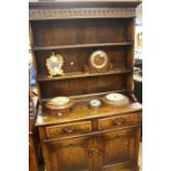 Dark Oak Reproduction Georgian Dresser with Plate Rack