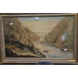 Early 19th Century watercolour of an industrial river scene 42cm x 70cm