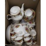 Royal Albert Country Rose tea set and dinner service for six setting