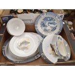 Eschenbach transfer print of fish dinner wares, including Wood & Sons, Yuan Pattern dinner wares