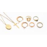 A collection of 9ct gold jewellery to include a 9ct gold cameo ring, size O1/2, together with a