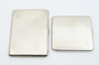 An Edward VII silver cigarette case, Birmingham, 1936 and another silver cigarette case, inscribed