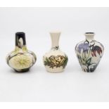 Collection of 3 Boxed Moorcroft Pottery Vases (All 1st quality, no damages)
