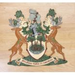 Cast coat of arms of Derby, hand painted