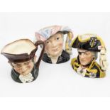 Three Royal Doulton character jugs i.e. Old Charley, Pearly Queen, and Lord Nelson with certificate
