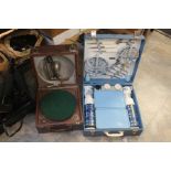 Mid 20th Century cased picnic set along with Decca portable gramophone with two cases of 78