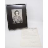 Margaret Thatcher - a signed black and white photograph, together with a letter from Operation