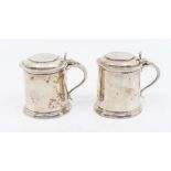 A pair of George VI silver tankard shaped mustard pot and covers, by Viner's of Sheffield, 1946 &
