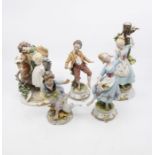 Five Cappo del Monte figures of dancing boys and girls and other young ladies