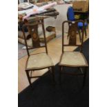 Two inlaid early 20th Century bedroom chairs in mahogany