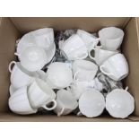 Royal Crown Derby unpainted tea set including 18 cups, 15 small plates, 16 saucers, 2 milk jugs, 2