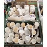 Two box collection of Royal Commemorative items including biscuit barrels, mugs, plates, cups and