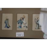 A framed Chinese silk painting