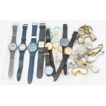 A collection of ladies and gents watches to include three gents vintage  watches, Timex, Helvetia
