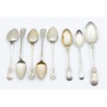 A matched set of five George III bright cut engraved teaspoons, hallmarked by Henry Day, London,