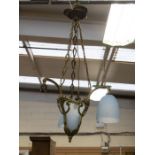 A French early 20th Century light fitting with glass shades, in the manner of Muller Freres