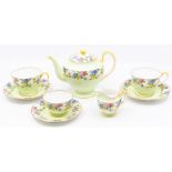 An Aynsley China B1544 part tea set to include teapot, two cups, 3 saucers, milk jug and sugar bowl,