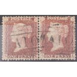 GB used in Kingstown St Vincent 1d red pair with clear A10 cancels, rare