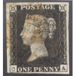 GB SG1 1840 1d black four close (bottom left) to generally huge margins, cancelled red mx