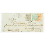 Gibraltar GB used in, 4d vermilion on front to Cadiz, Monagesque Consulate, accompanied by Spain 10c