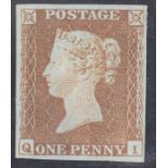 GB SG 7 1d red, brown, unused, traces of OG four good to large margins