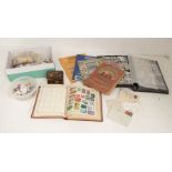Two plastic containers of stamps; many 100's, mostly albums, Victorian Pennies and folded letters