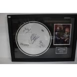 Framed Signed Motorhead Drumskin & Signed Mickey Dee Photo