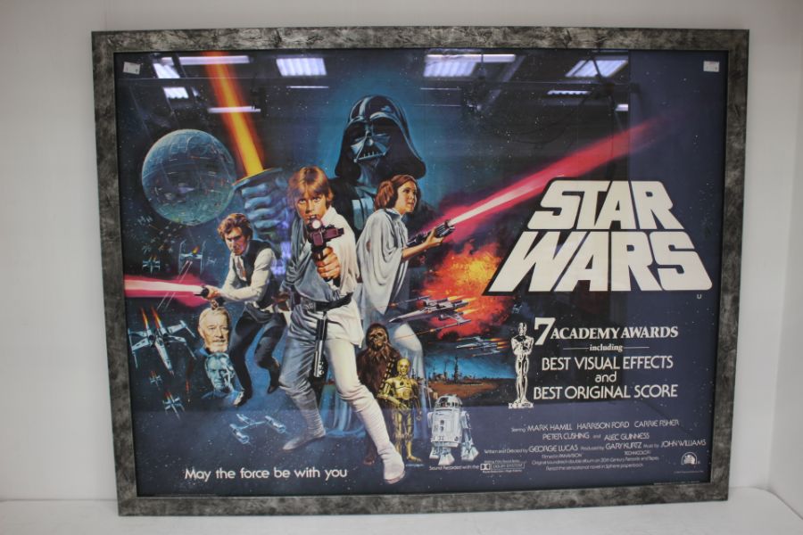 Framed Star Wars New Hope Quad Poster Post Oscar Version Designed By Tom Chantrell
