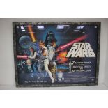 Framed Star Wars New Hope Quad Poster Post Oscar Version Designed By Tom Chantrell