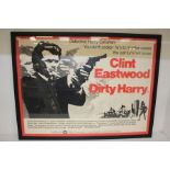 Framed Dirty Harry 1974 Quad Poster From The 1974 Re Release