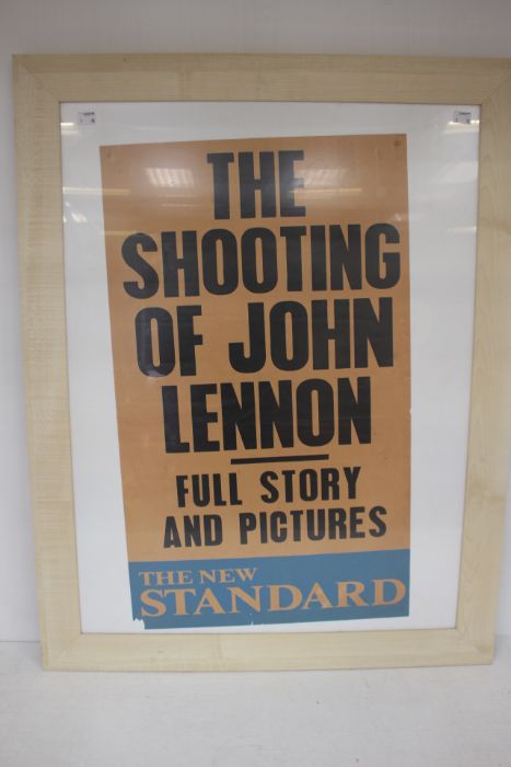 John Lennon Framed Newspaper Poster Announcing His Death December 1980