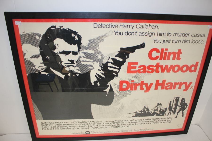 Framed Dirty Harry 1974 Quad Poster From The 1974 Re Release - Image 2 of 3