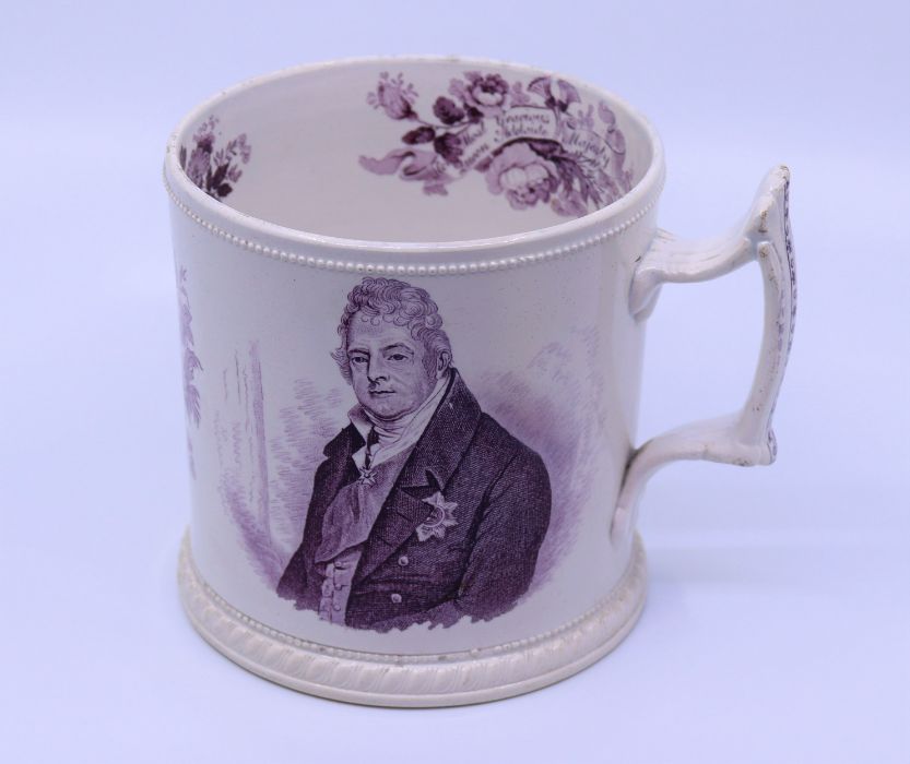 A Scarce large King William IV and Queen Adelaide  pottery commemorative tankard - Image 3 of 4