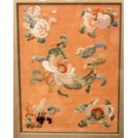 A  Qing dynasty Chinese embroidery, pomegranate in frame