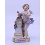 A 19th cent porcelain Meissen cherub