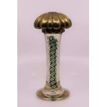 An early 19th cent air twist glass wig stand with gilt mount