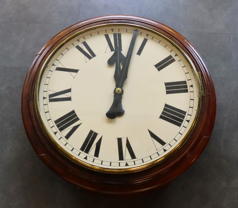A large 19th cent Fusee wall clock 32inch dial  Good condition original fusee movement, working