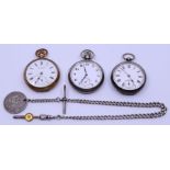 A collection of various pocket watches and an Albert chain (qty)