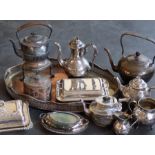 A large collection of silver plate items