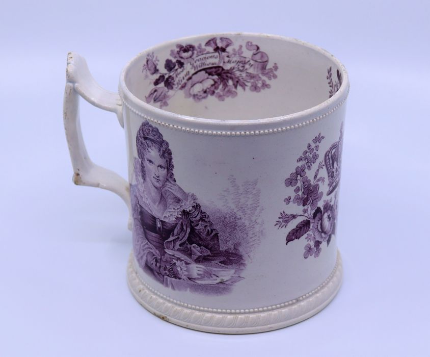 A Scarce large King William IV and Queen Adelaide  pottery commemorative tankard