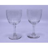 A pair of 19th cent wheel cut glasses Maritime interest