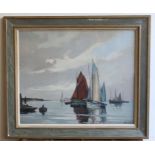 A large Goache study of sailing boats signded H Borman1938, 87 x 102cm (including the frame)