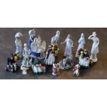 A collection of various pottery to include Doulton style figures (qty)
