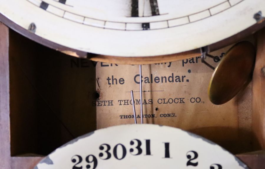 A scarce Double dial calendar wall clock by Seth Thomas - Image 3 of 3