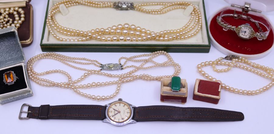 A collection of costume jewellery to include Romer watch, cocktail watch and similar - Image 2 of 2