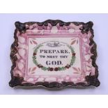 A 19th cent Sunderland lustre plate " Prepare to meet Thy God"