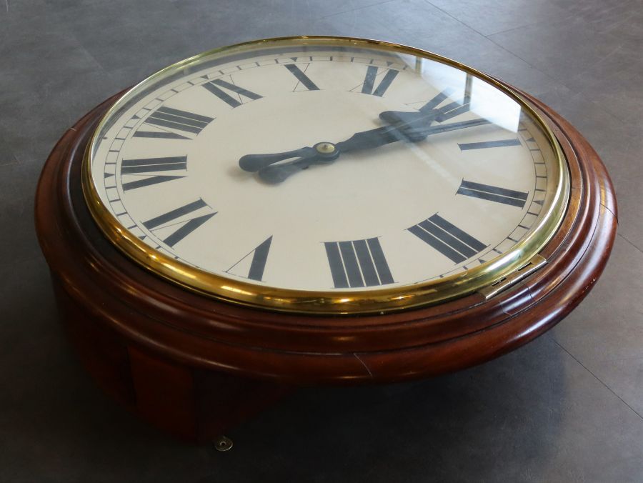 A large 19th cent Fusee wall clock 32inch dial  Good condition original fusee movement, working - Bild 3 aus 5