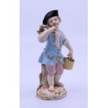 A 19th cent Meissen porcelain figure of a boy , at fault