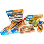 Quantity of assorted HO scale model railways including coaches rolling stock model kits and scenic